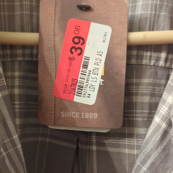 Women's Large Carhartt Gray Plaid Shirt - Picture 3 of 6